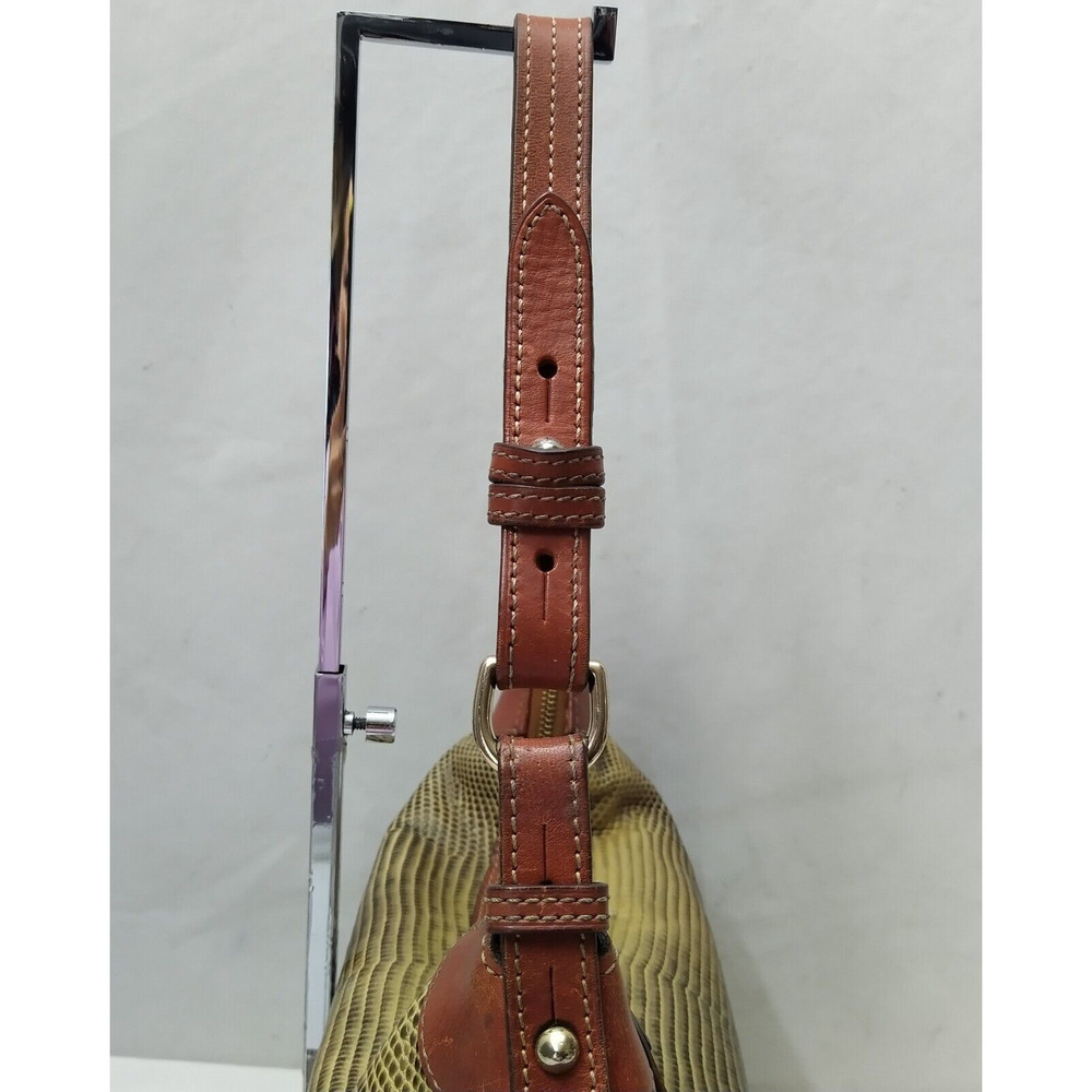 Dooney & Bourke Yellowish Green Leather Lizard Embossed Zipper Hobo Shoulder Bag - Picture 5 of 16